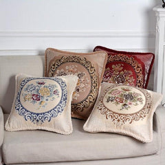 Vintage Floral Embroidered Sofa Pillow Cover