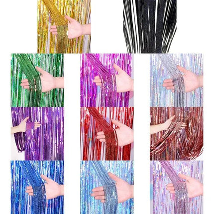Laser Rain Tinsel Foil Curtain 1m X 3m Wall Decor For Celebrations