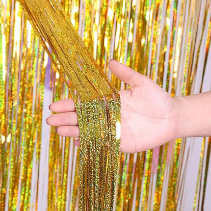 Laser Rain Tinsel Foil Curtain 1m X 3m Wall Decor For Celebrations | Syndmart