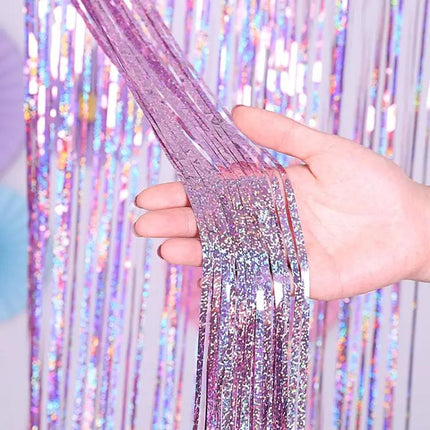 Laser Rain Tinsel Foil Curtain 1m X 3m Wall Decor For Celebrations | Syndmart