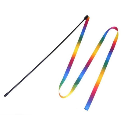 Colorful Cloth Strip Toy for Everyday Cat Interaction - lightweight rainbow strip on wand for daily play and exercise