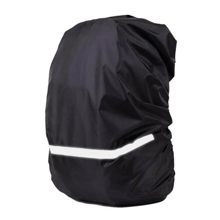 Waterproof Reflective Rain Cover for Outdoor Backpacks, Adjustable Sizes - Black Oxford Cloth Cover With Reflective Stripe