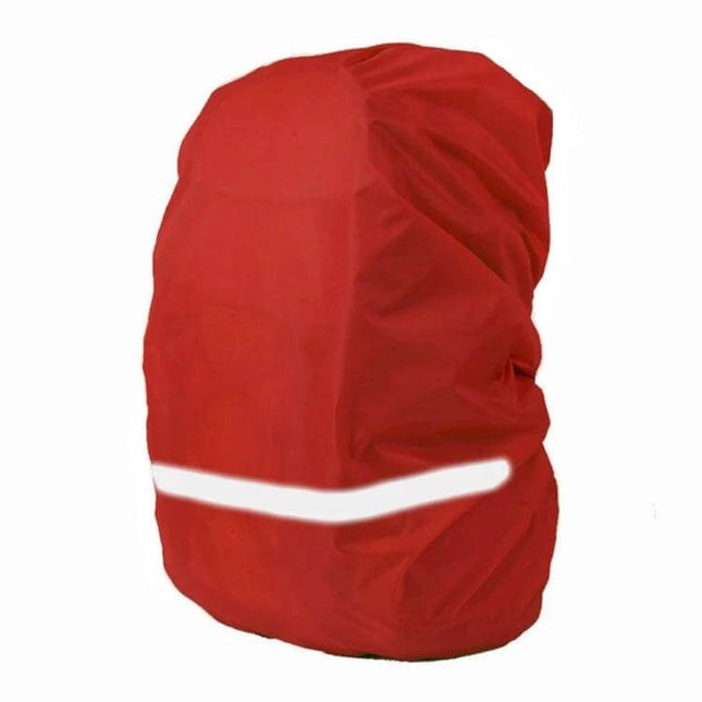 Reflective Waterproof Backpack Rain Cover for Hiking, XL Size in red Oxford cloth with reflective strip for rainy hiking and cycling protection