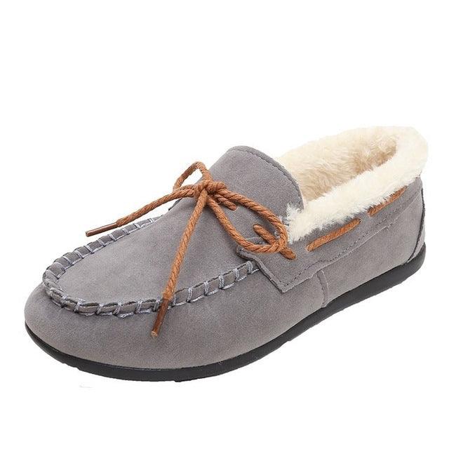 Velvet Non-slip Flat Cotton Shoes for Women in Solid Colors