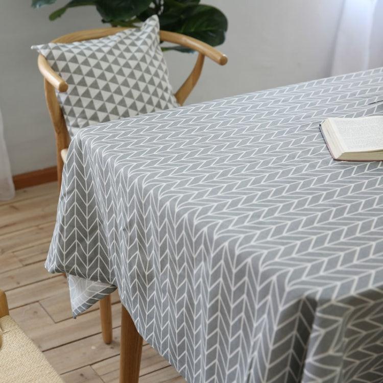 Chic Gray Arrow Design Cotton Linen Tablecloth for Versatile Home Use