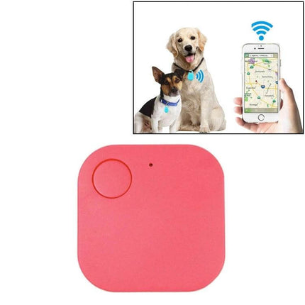Smart Bluetooth Anti-Lost Device for Keys and Wallets attached to dog collar with smartphone map tracking and pink tracker