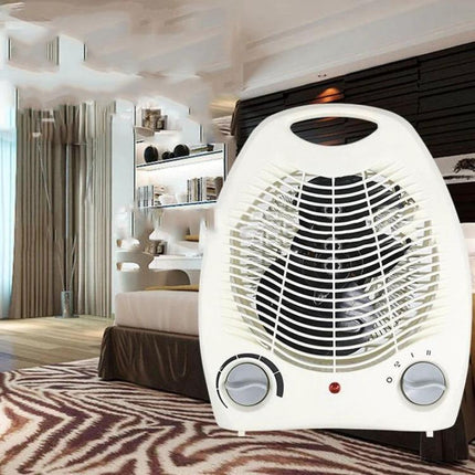Portable Electric Heater for Winter Home Warming with EU Plug white compact fan heater in cozy bedroom