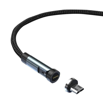 Magnetic Charging Cable for Everyday Device Use at Home showing braided cable with detachable magnetic micro-USB tip and 540-degree rotating connector