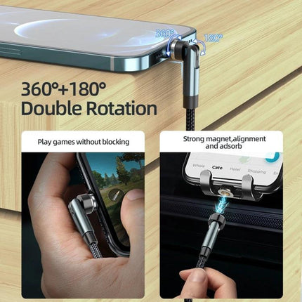 Magnetic Charging Cable for Everyday Device Use at Home - 360°+180° rotating magnetic cable for easy charging while gaming, cooking, or lounging