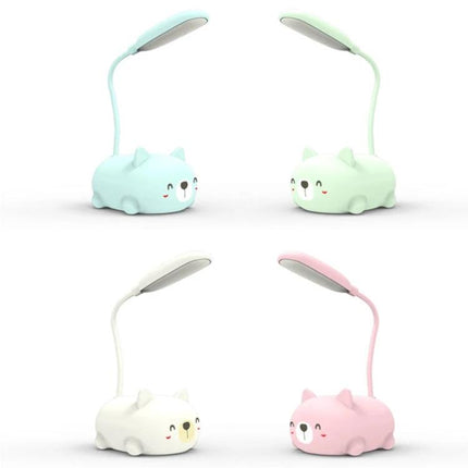 Cartoon Cat Desk Lamp for Home Reading and Studying - USB rechargeable cute cat-shaped desk lamp in pastel colors for studying and reducing eye strain