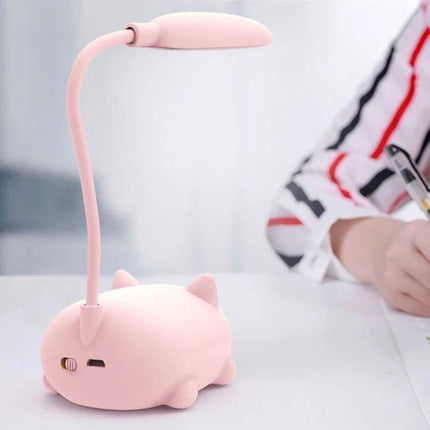 Cartoon Cat Desk Lamp for Home Reading and Studying - USB rechargeable pink cat-shaped desk lamp for studying and reducing eye strain