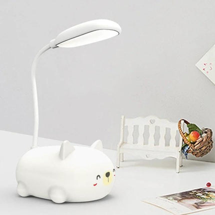 Cartoon Cat Desk Lamp for Home Reading and Studying - USB rechargeable whimsical cat-shaped desk lamp with flexible neck and natural light for studying