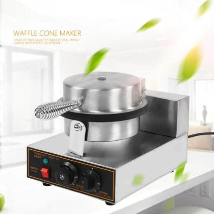 Cone And Waffle Maker For Home Use Versatile Kitchen Appliance stainless steel dual-voltage waffle cone maker on countertop