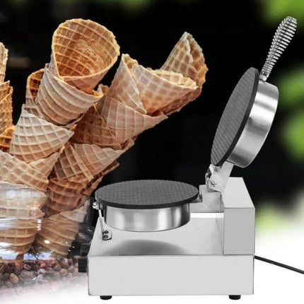 Cone And Waffle Maker For Home Use Versatile Kitchen Appliance stainless steel unit with waffle plates and cone waffles