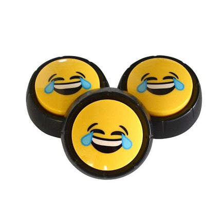Party Quiz Game for Lively Family Gatherings and Social Fun - three round emoji laugh-cry sound buttons for interactive party quizzes