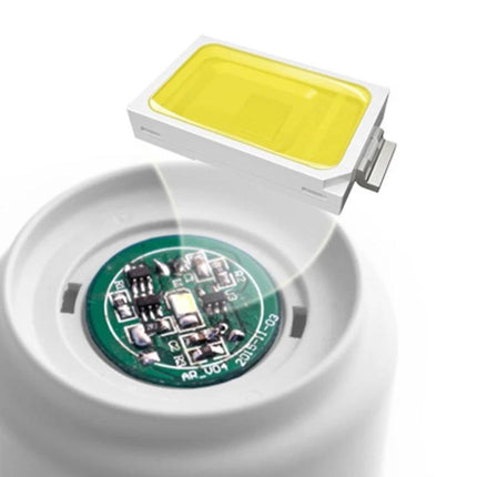 Vintage Night Light for Home Bedside and Kitchen Use showing LED module and circuit board close-up, warm yellow glow, compact bedside/kitchen lighting