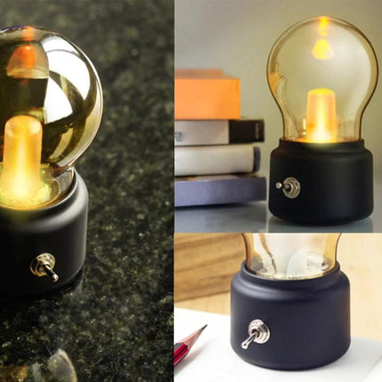 Vintage Night Light for Home Bedside and Kitchen Use - compact vintage bulb lamp with warm yellow glow for bedside tables and kitchen counters