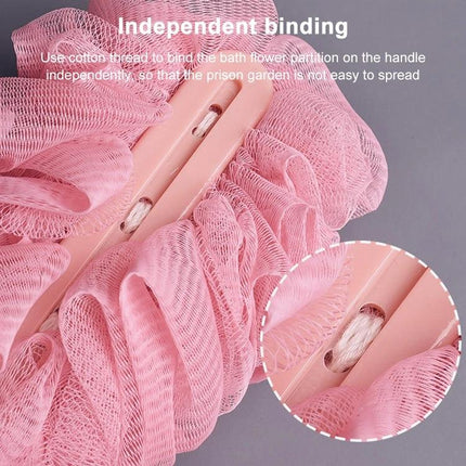 Essential Mesh Brush for Reaching Your Back in Daily Showers - pink soft PE mesh bath brush with independent binding and rope handle for easy back cleaning