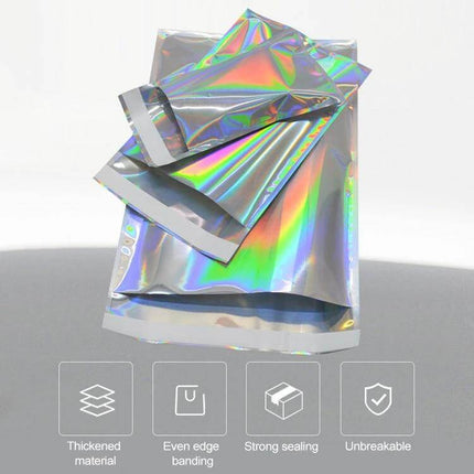 Laser Self-Sealing Plastic Envelopes Mailing Bags Set 100 Pack - holographic laser-ready self-sealing PA+PE mailing bags for food and small items