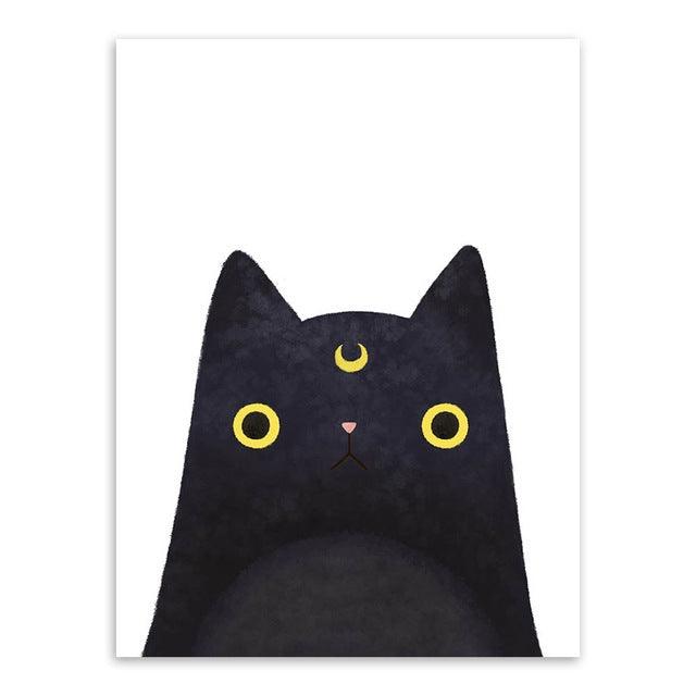 Whimsical Cartoon Cat and Avatar Canvas Art for Kids' Rooms