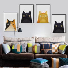 Whimsical Cartoon Cat and Avatar Canvas Art for Kids' Rooms