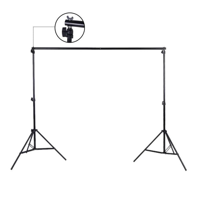 Adjustable 200cm Photo Studio Background Support Stand Kit - aluminum alloy backdrop stand with adjustable height and crossbar for studio or on-location shoots