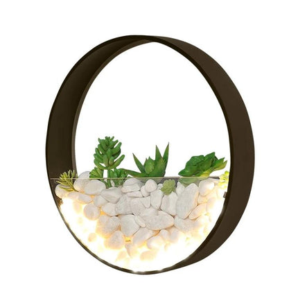 Decorative Wall Lamp for Bedside and Living Room Settings - round wall sconce with built-in planter, soft LED reading and ambient light