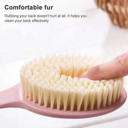 Bath Brush for Reaching Back During Daily Showers - soft nylon bristles on long-handled bath brush for gentle back cleaning