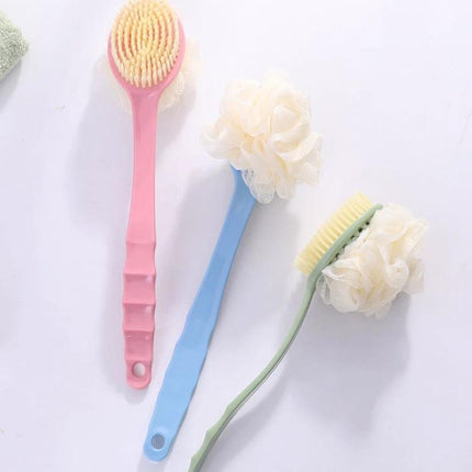 Bath Brush for Reaching Back During Daily Showers with soft nylon bristles and long handle for easy back cleaning