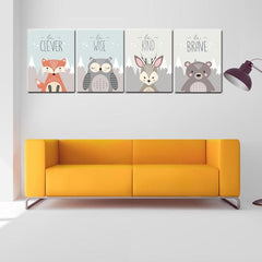 Whimsical Animal Art Print for Kids' Rooms - Framed Nursery Decor Alternative