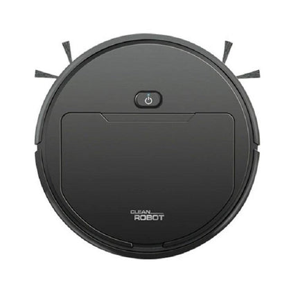 Compact Automatic Robot Vacuum for Floor Sweeping and Mopping - compact black round robot vacuum with side brushes and power button