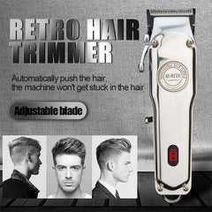 Vintage Power Electric Hair Clipper with LCD Display - Rechargeable and Strong Performance