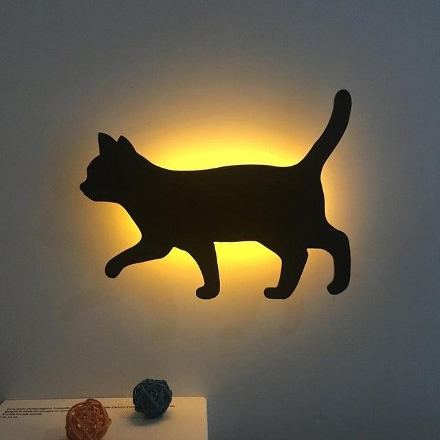 Sound-Activated Cat Silhouette LED Wall Light Night Lamp