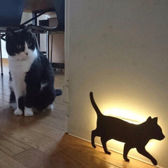 Sound-Activated Cat Silhouette LED Wall Light Night Lamp