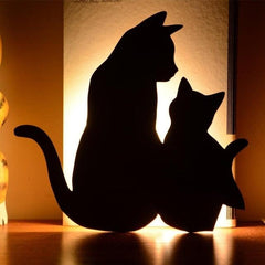 Sound-Activated Cat Silhouette LED Wall Light Night Lamp