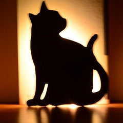 Sound-Activated Cat Silhouette LED Wall Light Night Lamp