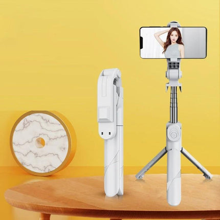 Compact Tripod Selfie Stick for Daily Photo Adventures shown folded and extended as a portable selfie stick and tripod for steady shots