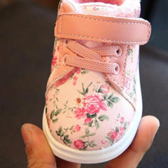 Cozy Floral Print PU Leather Baby Winter Snow Boots