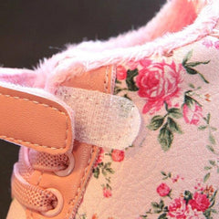 Cozy Floral Print PU Leather Baby Winter Snow Boots