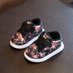 Cozy Floral Print PU Leather Baby Winter Snow Boots