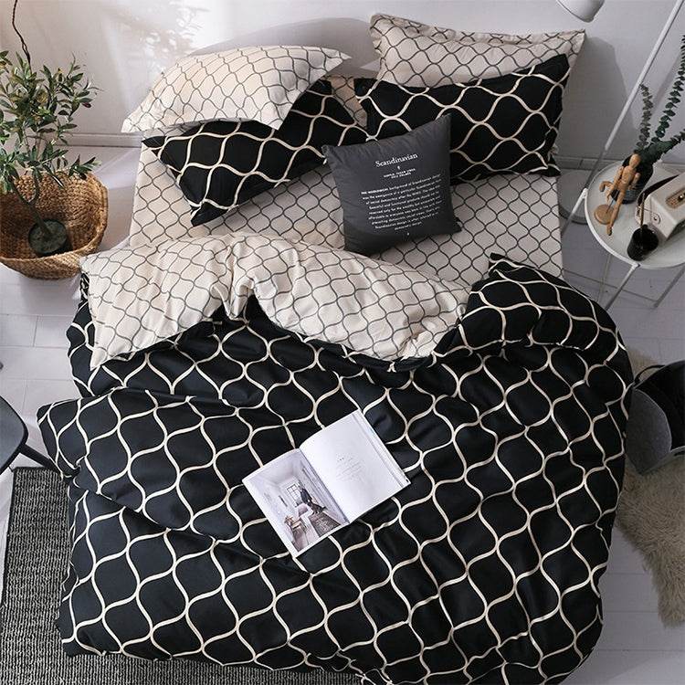 Luxury Bedding Black Marble Pattern Set Sanded Printed Quilt Cover Pillowcase, 135x200cm, 150x200cm - Syndmart