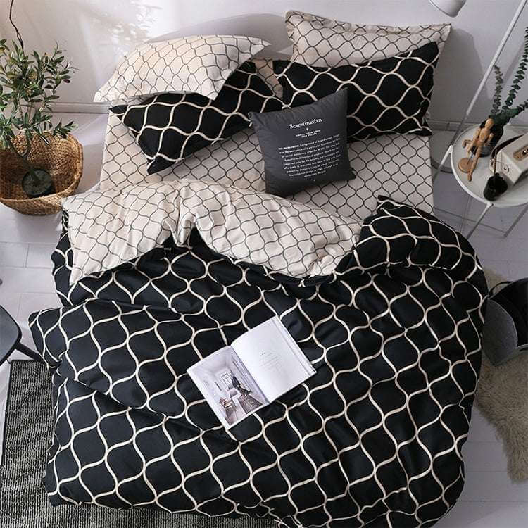 Luxury Bedding Black Marble Pattern Set Sanded Printed Quilt Cover Pillowcase, 175x220cm, 200x230cm