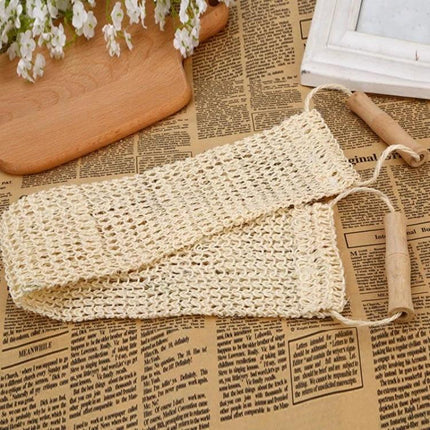Sisal Bath Towel For Everyday Shower Skin Care Routine - natural sisal exfoliating towel with wooden handles for gentle back cleansing