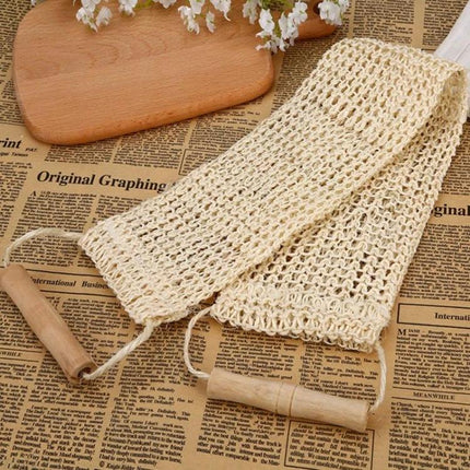 Sisal Bath Towel For Everyday Shower Skin Care Routine – natural sisal exfoliating back strap with wooden handles for gentle daily skin care
