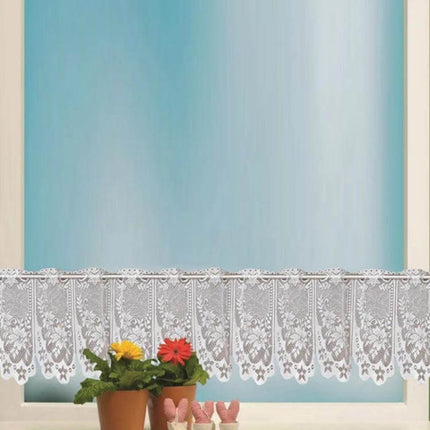 White Translucent Lace Curtain Panels For Bedroom Windows - two-panel polyester lace with rope hang, diffused light for kitchen or bedroom windows