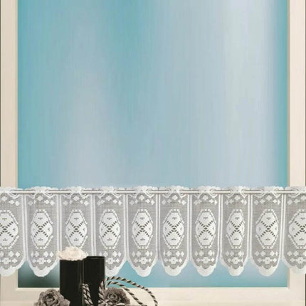 White Translucent Lace Curtain Panels For Bedroom Windows - Two-panel polyester set with rope hanging, 160x60cm top and 160x30cm bottom, sheer lace