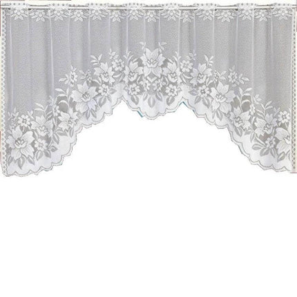White Translucent Lace Curtain Panels For Bedroom Windows sheer floral two-panel set with rope hanging, upper 160x60 cm and lower 160x30 cm for soft diffused light