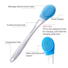 Electric Adjustable Automatic Spa Massage Brush with Long Handle for Deep Skin Cleansing