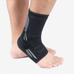 Silicone Ankle Support for Sports - Anti-Sprain Gear for Basketball, Football, and Hiking, Size M (Black Gray)