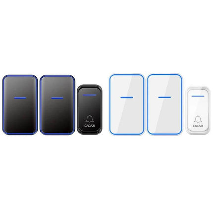CACAZI Wireless Doorbell with Remote Control for Home Use - black and white waterproof transmitters with multiple receivers and remote control